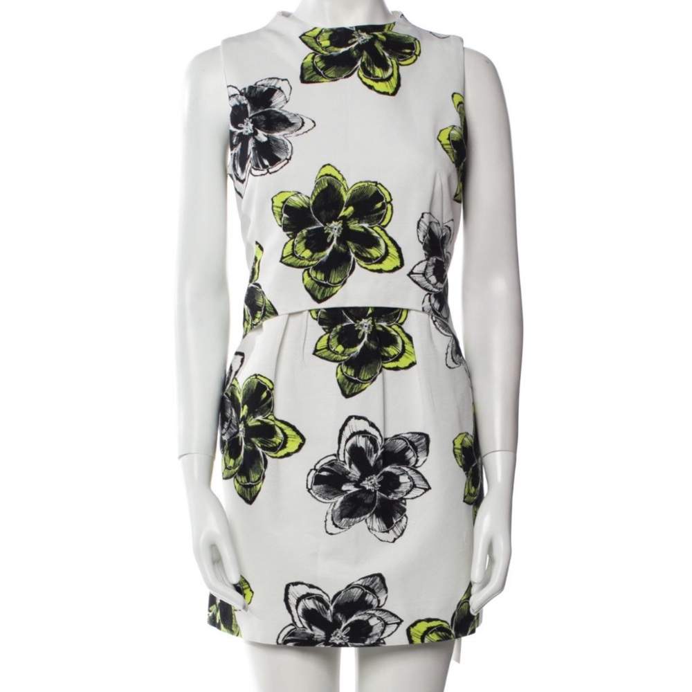 Milly Astrid Magnolia Floral Sleeveless Dress - White and Black - Size 4 Small